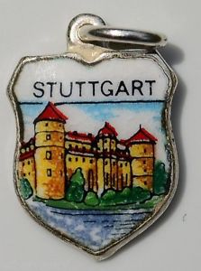 (image for) Stuttgart Germany - Old Castle - Vintage Enamel Travel Shield Charm